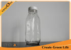 China Clear 16oz 500ml French Square Glass Bottles With Screw Cap for Juice / Beverage Packaging company
