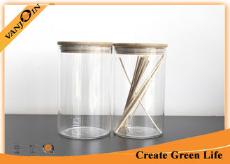 China Food Grade Glass Storage Jars With Lids , Eco Friendly Bamboo Storage Jars supplier