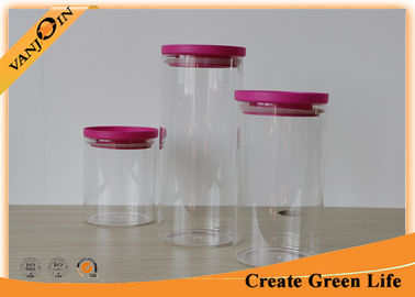 Plastic Cork Cap Tubular Cylinder Glass Storage Jars With Lids Custom
