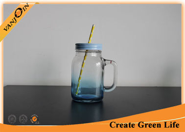 400ml Clear Glass Owl Mason Drinking Jars with Screw Lid and Straw