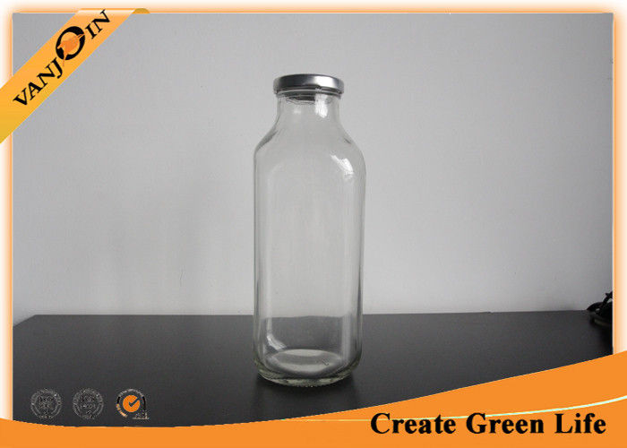 1 Liter French Square Glass Bottle With Cap , Beverage or Milk